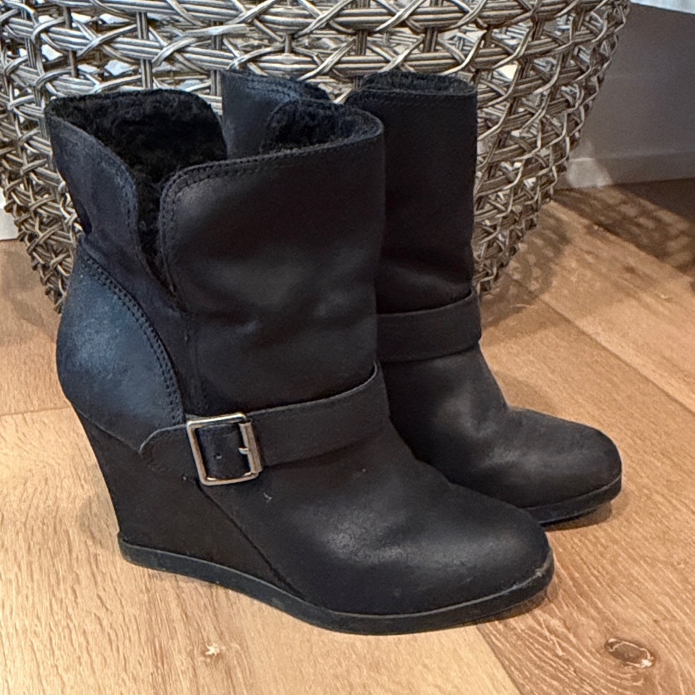 Black Wedge Ankle Boots